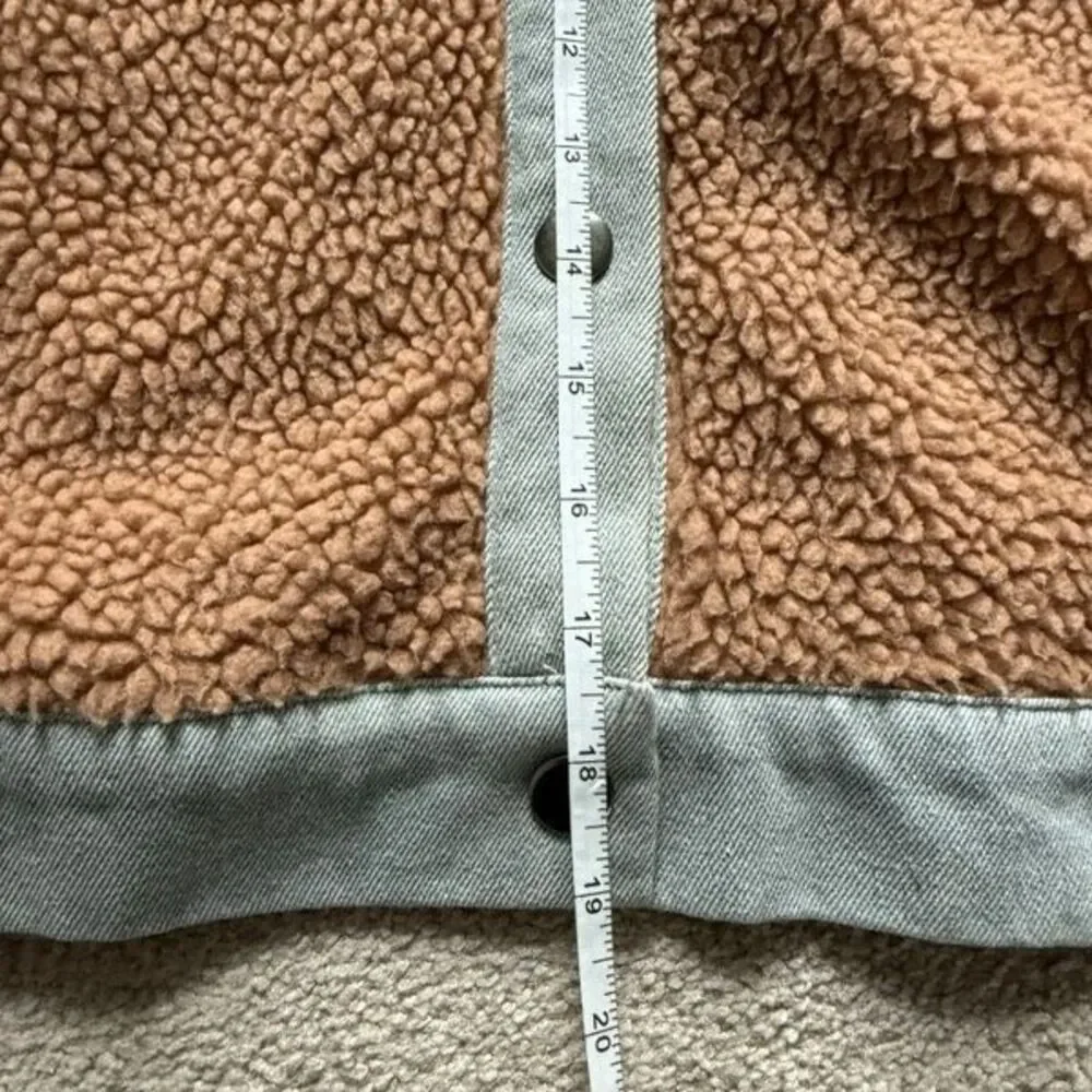 Fleece and Denim trim Jacket Womens L